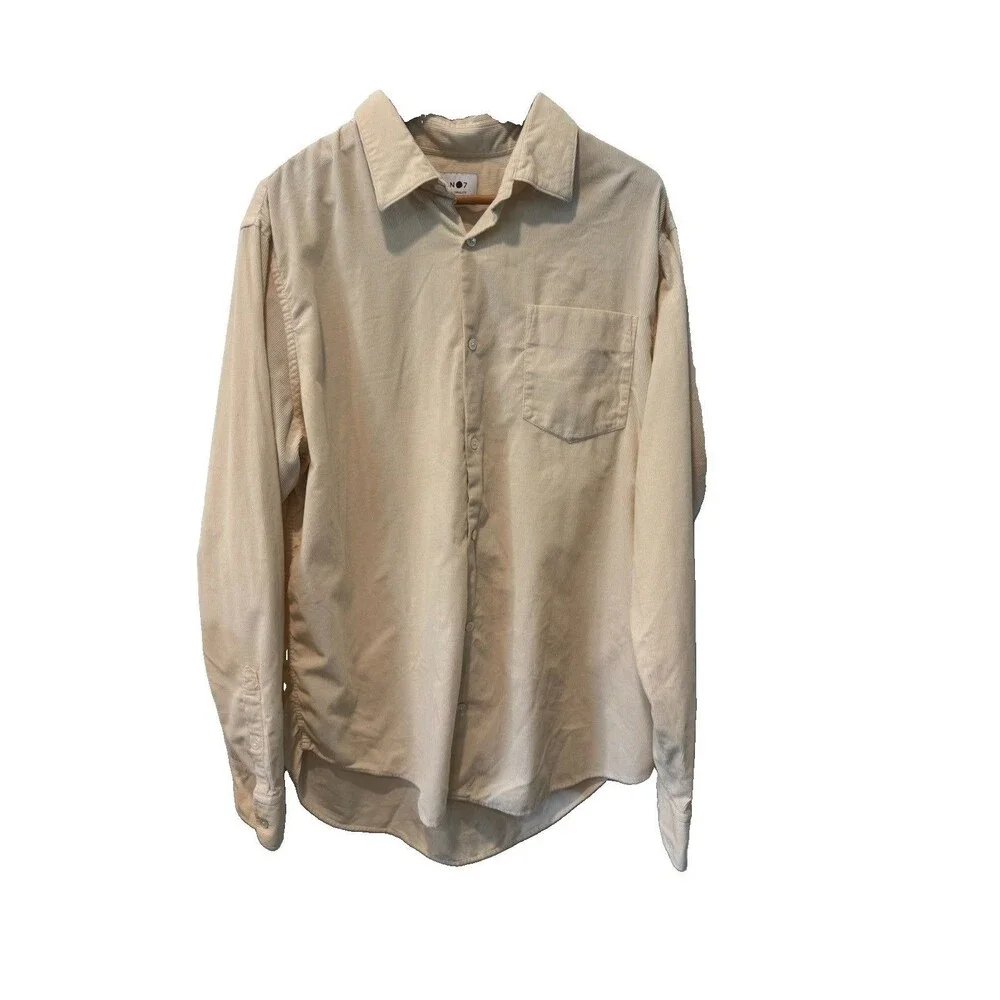 NN07 Errico Pocket 5120 Men’s XXL Cream Corduroy Button Down Shirt Cotton Blend